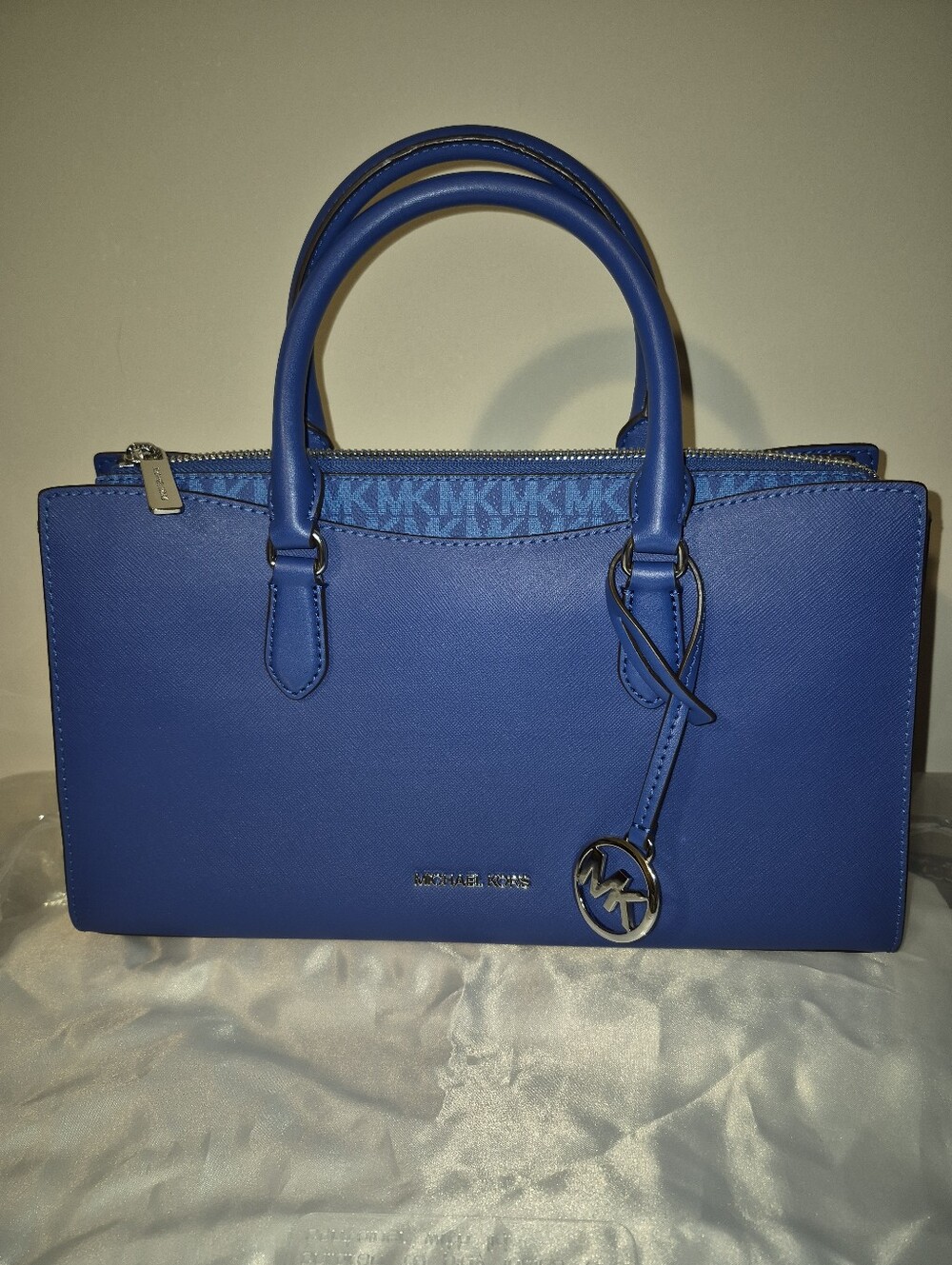Michael Kors Medium Top Zip Satchel Arden Galaxy Blue
